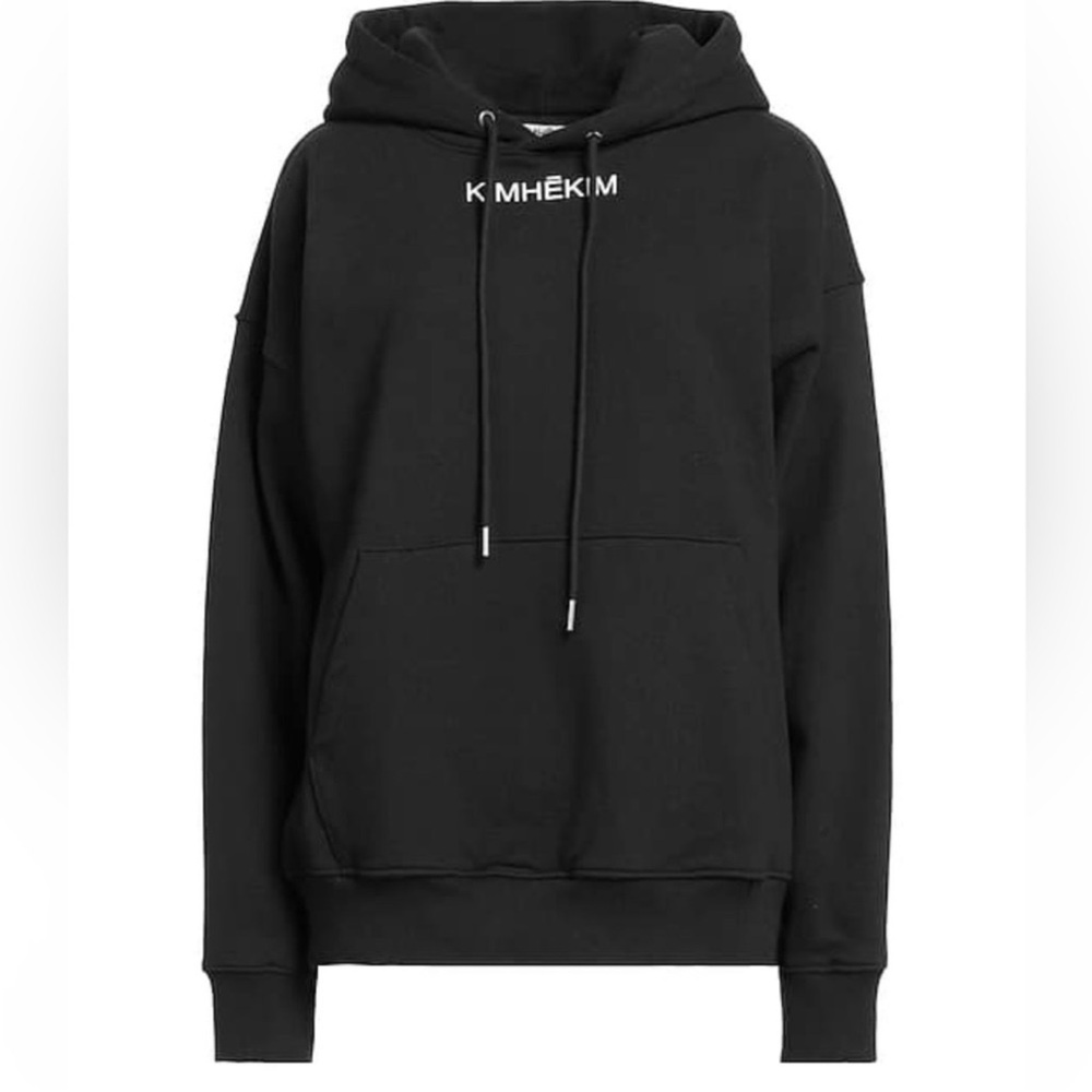 KIMHEKIM Black Logo Hoodie Sweatshirt - Size M - Korean Designer Streetwear